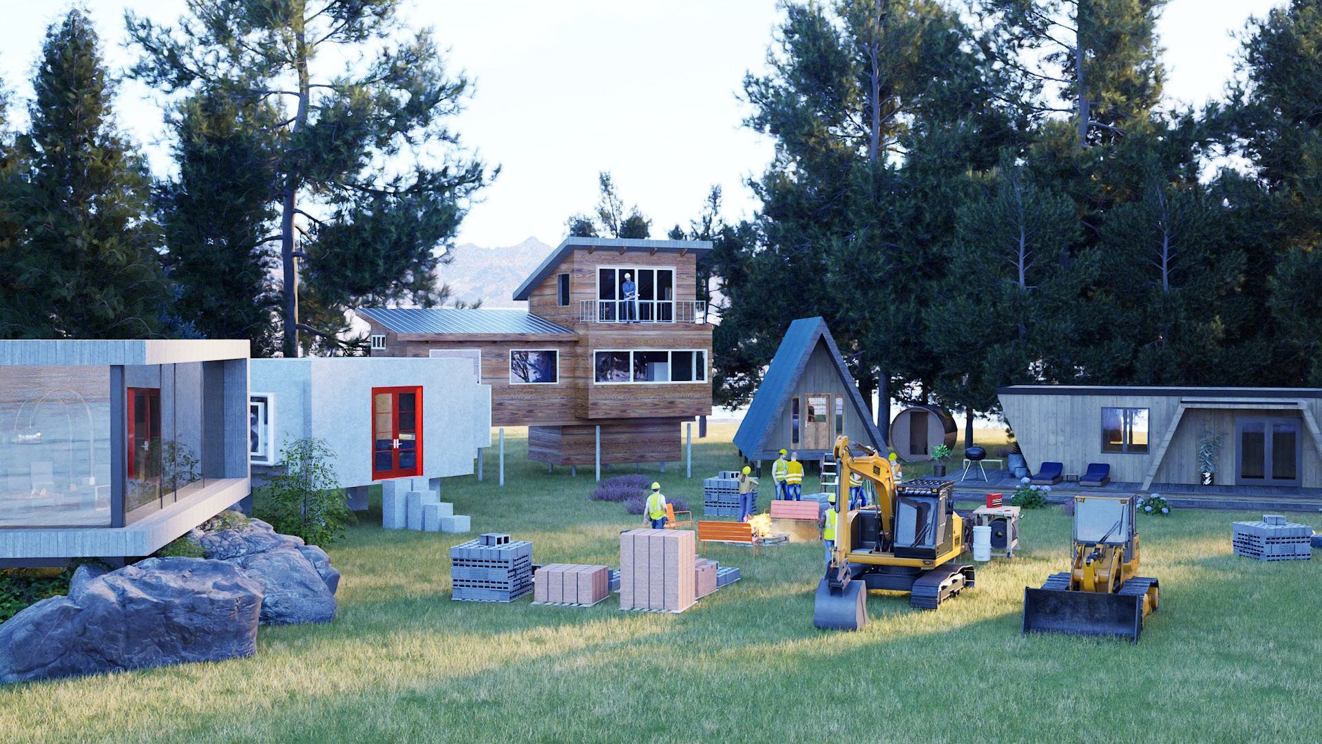 Multiple ADU designs under construction